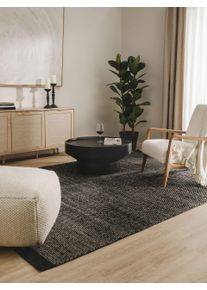 benuta Pure Wollen Vloerkleed Rocco Zwart/Wit 70x140 cm - Moderne Vloerkleden voor Woonkamer, Slaapkamer & Eetkamer
