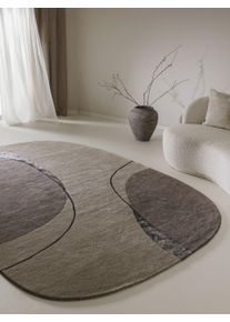 benuta Pure Dywan wełniany Shape szarobrązowy 160x230 cm Wełna Trend