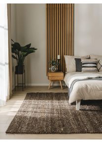 benuta Pure Dywan wełniany Finn brązowy 100x150 cm Wełna Trend