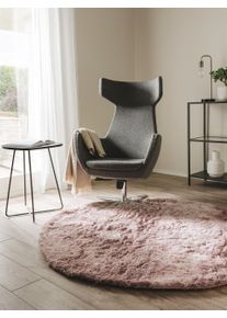 benuta Nest Højluvet tæppe Whisper Rosa ø 80 cm rundt Kunstfiber Uni