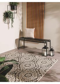 benuta Nest Tapis d'extérieur Cleo Blanc & Noir 80x150 cm - Tapis outdoor pour balcon, terrasse et jardin