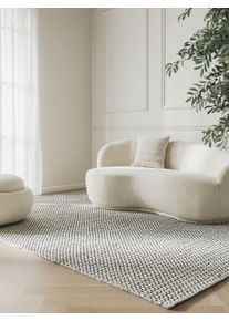 benuta Finest Wollen Vloerkleed Hector Beige/Zwart 200x300 cm - Moderne Vloerkleden voor Woonkamer, Slaapkamer & Eetkamer
