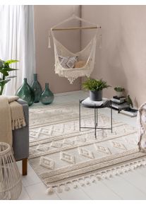 Tapis poil ras Oyo Cr&egrave;me/Beige 120x180 cm - Tapis poil court design moderne pour salon