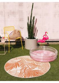 benuta Nest Okrągły dywan outdoor Cleo pomarańczowy ø 120 cm okrągły Botanicals