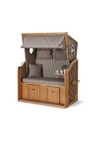 Premium-Strandkorb XL mit Ausklapptisch - Tchibo - Anthrazit/Gestreift - Massivholz