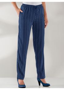 Dames Comfortbroek met comfortband rondom in marine gestippeld ,maat 38, WITT, 100% Polyester