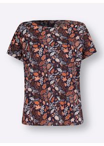 Dames Comfortabele blouse in marine/papaja bedrukt ,maat 38, WITT, 100% Viscose