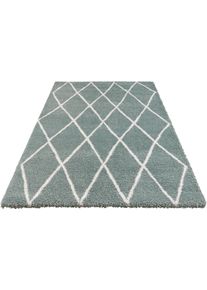ELLE Decoration Hochflor-Teppich »Abbeville«, Rechteckig, 32 Mm Höhe, Dichter, Hochflor, Skandi Look, Geometrisches Design, Robust grün, Größe B/L:...