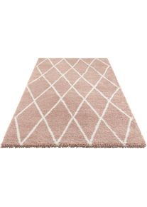 ELLE Decoration Hochflor-Teppich »Abbeville«, Rechteckig, 32 Mm Höhe, Dichter, Hochflor, Skandi Look, Geometrisches Design, Robust orange, Größe...