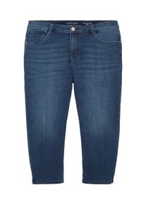 Tom Tailor Damen Kate Capri Jeans, blau, Uni, Gr. 26, baumwolle
