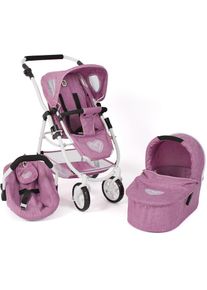 Bayer Chic 2000 Kombi-Puppenwagen »Emotion All In 3in1, Jeans Pink«, inkl. Babywanne, Babyschale und Sportwagenaufsatz, 7183073619-0 rosa