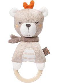 babyFEHN Fehn Greifling »natur, Holz-Greifling Teddy«, Mit Holzring braun, Greifling mit Holzring & Rassel – fördert gezieltes Greifen & Motorik