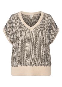 Ulla Popken Dames Trui beige / zwart M-L