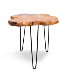 FRANKYSTAR - orchidea - Table basse design industriel en bois de cèdre et fer forgé avec rebords