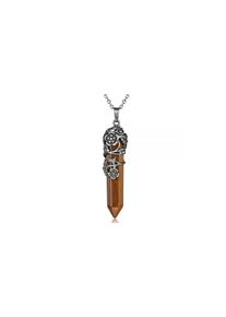 Flower Wrapped Natural Crystal Necklace - 7 Colours