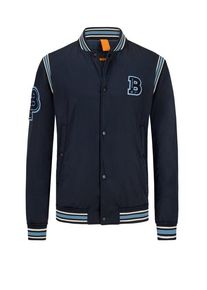 Plus size : BOSS Orange, College jacket with patches and logo lettering on the back in a Blue