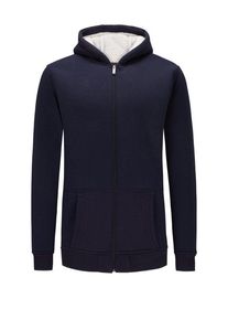 Plus size : Ragman, Sweater jacket with faux fur lining in a Navy Blue