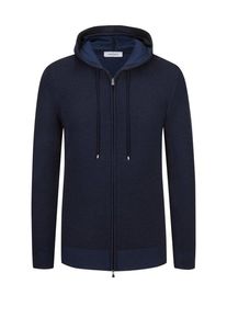 Plus size : Gran Sasso, Hooded cardigan in merino wool in a Navy Blue