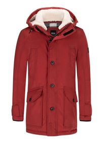 Plus size : BOSS Orange, Parka with faux fur collar in a Red