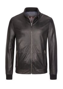 Plus size : Milestone, Leather blouson with zip pockets in a Black
