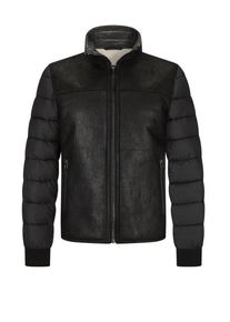 Plus size : Milestone, Leather jacket with faux fur lining in a Black