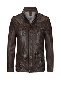 Plus size : Gipsy, Leather jacket in a field jacket look in a Brown