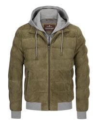 Plus size : Milestone, Goatskin blouson with hood and yoke in a Olive