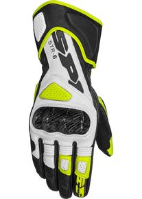 Spidi STR-6, gloves , color: Black/White/Neon-Yellow , size: S