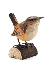 Wildlife Garden Wren lime wood hand carved