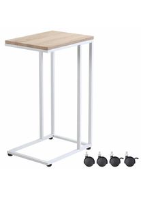 Casaria® Tavolino da salotto bianco 40x30x65/70cm con ruote