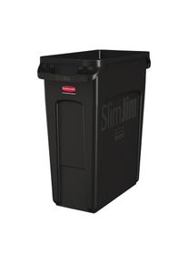Rubbermaid Slim Jim Abfalleimer Mit Entlüftungsschlitzen Schwarz 60L