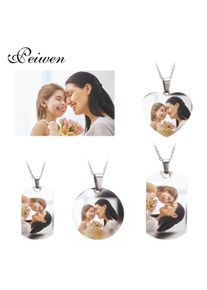 Custom Name Photo Heart Round Tag Necklace Personalized Nameplate Gold Silver Color For Women Men Customized Letter Jewelry New