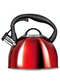 Smile MCN13/C1 Tetera con Silbato, Hervidor de Agua Retro, Inducción, Vitrocerámica, Todo Tipo Cocinas, 3 L, Acero Inox,Mango Tacto Frío,Vintage, Roja