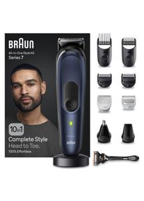 Braun Haarschneider »All-In-One Series 7 mgk7421«, Wasserdicht, 10-In-1 Barttrimmer blau, Das 10-in-1 Styling Set von Braun für die Körperpflege...