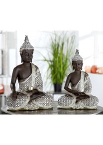 Gilde Buddhafigur »Buddha Mangala«, (1 St.) braun, Größe B/H/T: 24 cm x 35 cm x 12 cm B/H/T: 24 cm x 35 cm x 12 cm , Asiatische Dekofigur