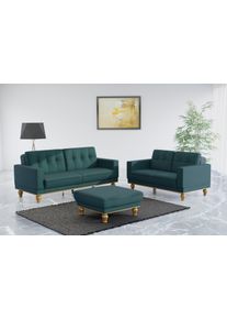 Sit & More Sit&More 3-Sitzer »Orient 5«, Mit Strass-Stein, Wahlweise Mit Bettfunktion Und Bettkasten grün, Größe B/H/T: 215 cm x 90 cm x 97 cm B/H/T: 215 cm x...