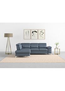Sit & More Sit&More Ecksofa »Cabrio«, Mit Sitztiefenverstellung Und Federkern, 3 Nierenkissen blau, Größe B/H/T: 274 cm x 87 cm x 230 cm B/H/T: 274 cm x 87 cm...