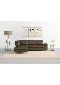 Sit & More Sit&More Ecksofa »Cabrio«, Mit Sitztiefenverstellung Und Federkern, 3 Nierenkissen grün, Größe B/H/T: 274 cm x 87 cm x 230 cm B/H/T: 274 cm x 87 cm...