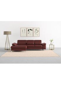Sit & More Sit&More Ecksofa »Cabrio«, Mit Sitztiefen- Und Armteilverstellung Sowie Federkern, 2 Nierenkissen rot, Größe B/H/T: 295 cm x 87 cm x 180 cm B/H/T:...