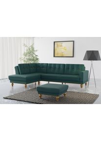 Sit & More Sit&More Ecksofa »Orient 5«, Mit Strass-Stein, Wahlweise Mit Bettfunktion Und Bettkasten grün, Größe B/H/T: 298 cm x 90 cm x 198 cm B/H/T: 298 cm x...