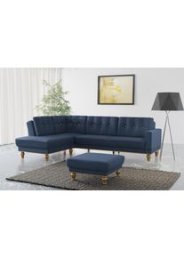 Sit & More Sit&More Ecksofa »Orient 5«, Mit Strass-Stein, Wahlweise Mit Bettfunktion Und Bettkasten blau, Größe B/H/T: 298 cm x 90 cm x 198 cm B/H/T: 298 cm x...