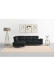 Sit & More Sit&More Ecksofa »Cabrio«, Mit Sitztiefenverstellung Und Federkern, 3 Nierenkissen schwarz, Größe B/H/T: 274 cm x 87 cm x 230 cm B/H/T: 274 cm x 87...