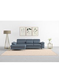 Sit & More Sit&More Ecksofa »Cabrio«, Mit Sitztiefen- Und Armteilverstellung Sowie Federkern, 2 Nierenkissen blau, Größe B/H/T: 295 cm x 87 cm x 180 cm B/H/T:...