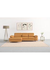 Sit & More Sit&More Ecksofa »Cabrio«, Mit Sitztiefen- Und Armteilverstellung Sowie Federkern, 2 Nierenkissen gelb, Größe B/H/T: 295 cm x 87 cm x 180 cm B/H/T:...