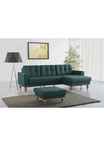 Sit & More Sit&More Ecksofa »Orient 5«, Mit Strass-Stein, Wahlweise Mit Bettfunktion Und Bettkasten grün, Größe B/H/T: 279 cm x 90 cm x 167 cm B/H/T: 279 cm x...