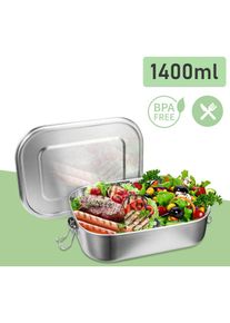 VINGO - 800-1400ml Boîte à lunch sans plastique Boîte à lunch sans bpa Boîte à lunch en acier inoxydable - 1400ml - Silber