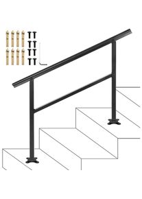 VEVOR Main Courante pour Escalier Noir, Balustrade Garde Corps Terrasse Rampe Escalier en Alliage deAluminium et Fer, Kit Main Courante 121 x 89,5 cm