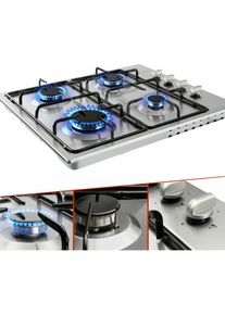 Arebos - Table de cuisson à gaz 4 feux Acier inoxydable Support de casseroles & sécurité d'allumage inclus Autonome Convient pour le gaz naturel ou
