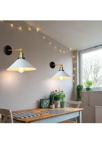 Lot de 2 Applique Murale E27 Lampe de Plafond en Métal Luminaire Abat-jour Réglable pour Salon Couloir Blanc - Blanc