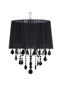 Lampe Suspension Lustre Glamour en Tissu Noir avec Cristaux Décoratifs E14 40W Solution Éclairage de Style pour Salon Tendance Beliani Noir